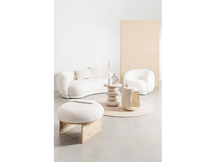 Fauteuil en tissu effet bouclé blanc - TECLA