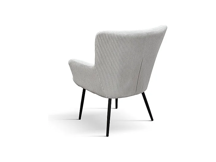 Cadeirão em tecido com efeito de veludo cinzento claro e pernas em antracite - MEGEVE