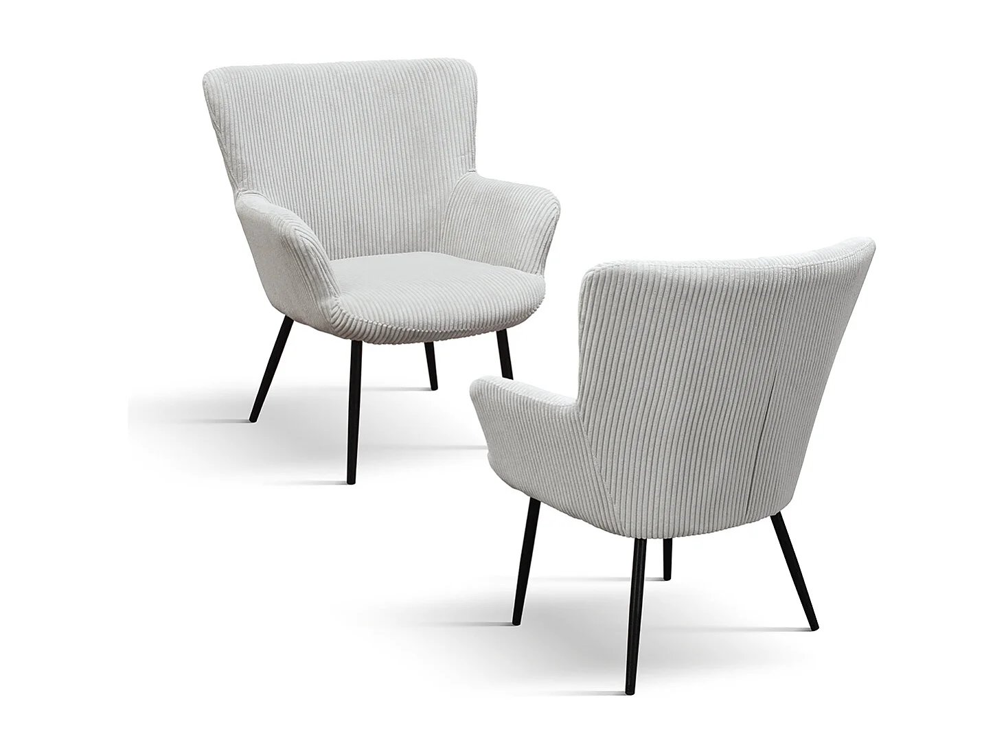 Sessel aus hellgrauem Samtstoff mit anthrazitfarbenen Beinen - MEGEVE