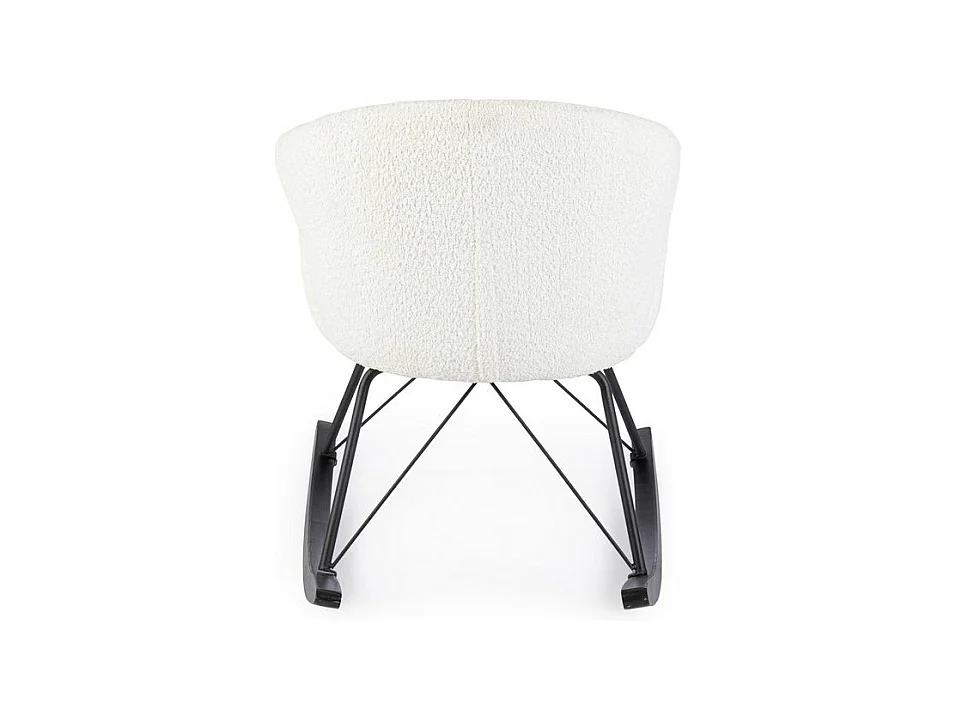 Sessel aus weißem Bouclé-Stoff und Gummibaumgestell - SIBILLA