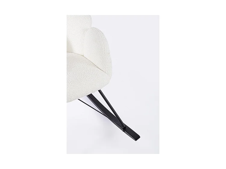 Sessel aus weißem Bouclé-Stoff und Gummibaumgestell - SIBILLA