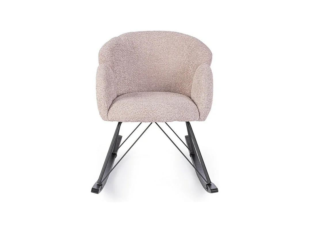 Rosafarbener Sessel aus Bouclé-Stoff, Untergestell aus Gummiholz - SIBILLA