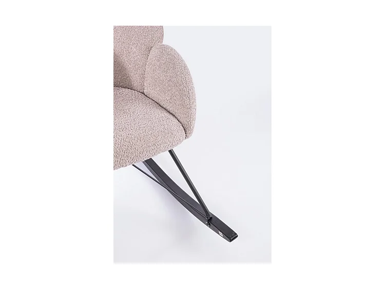 Rosafarbener Sessel aus Bouclé-Stoff, Untergestell aus Gummiholz - SIBILLA