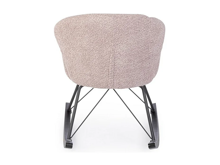 Fauteuil en tissu effet bouclé rose, base en bois d'hévéa - SIBILLA