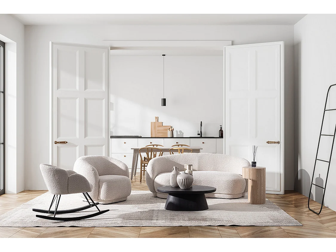 Fauteuil en tissu effet bouclé naturel - TECLA