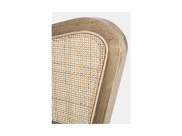 Fotel z tkaniny z efektem aksamitu w kolorze zielonym, drewniane nogi i podłokietniki - VIRNA