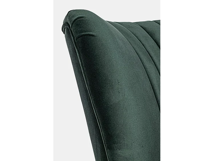 Poltrona in tessuto effetto velluto verde, gambe e braccioli in legno - VIRNA