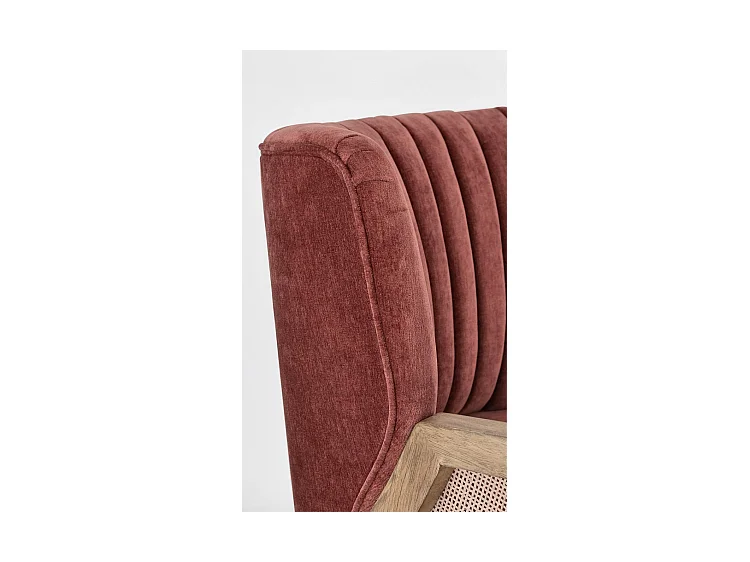 Fauteuil van stof met fluweeleffect, houten poten en armleuningen - VIRNA