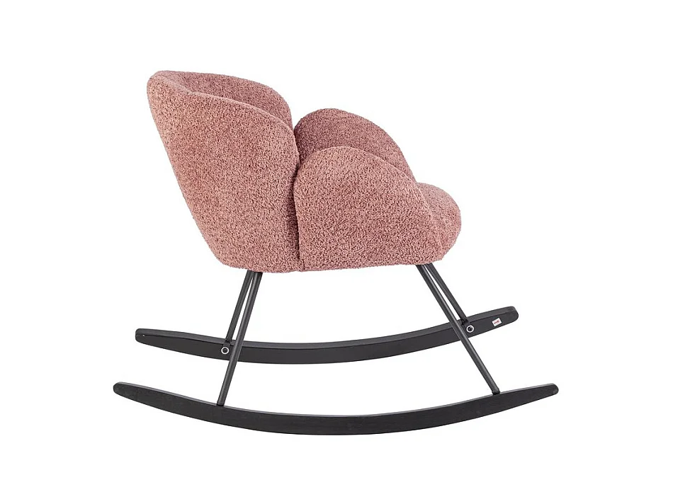 Fauteuil en tissu effet bouclé rouille avec base en bois d'hévéa - SIBILLA