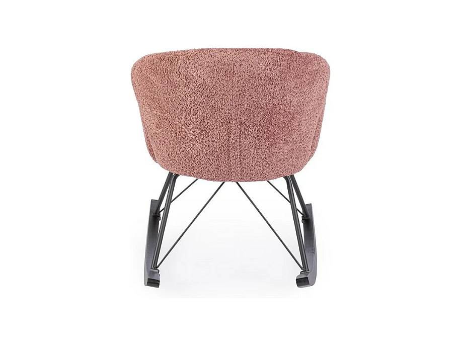 Stoffen fauteuil met bouclé-effect en rubberhouten onderstel - SIBILLA