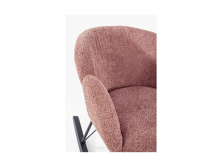 Stoffen fauteuil met bouclé-effect en rubberhouten onderstel - SIBILLA