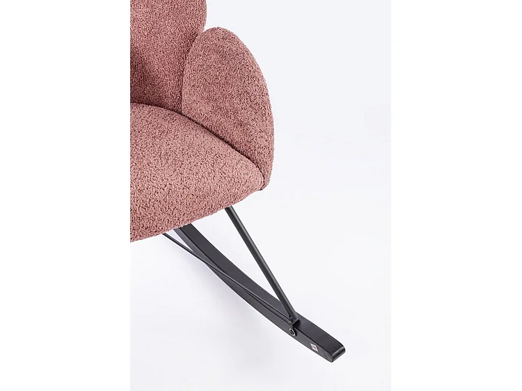 Stoffen fauteuil met bouclé-effect en rubberhouten onderstel - SIBILLA