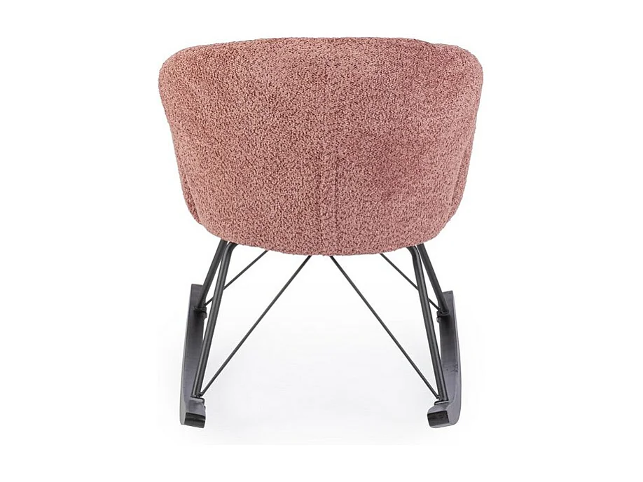 Poltrona in tessuto effetto bouclé ruggine e base in legno rubberwood - SIBILLA