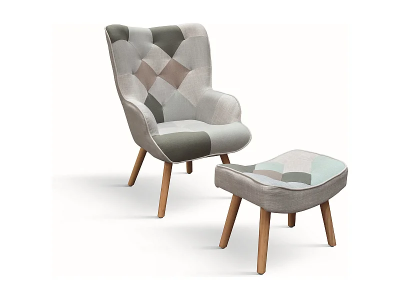 Stoffen fauteuil met voetenbankje - HAVANA