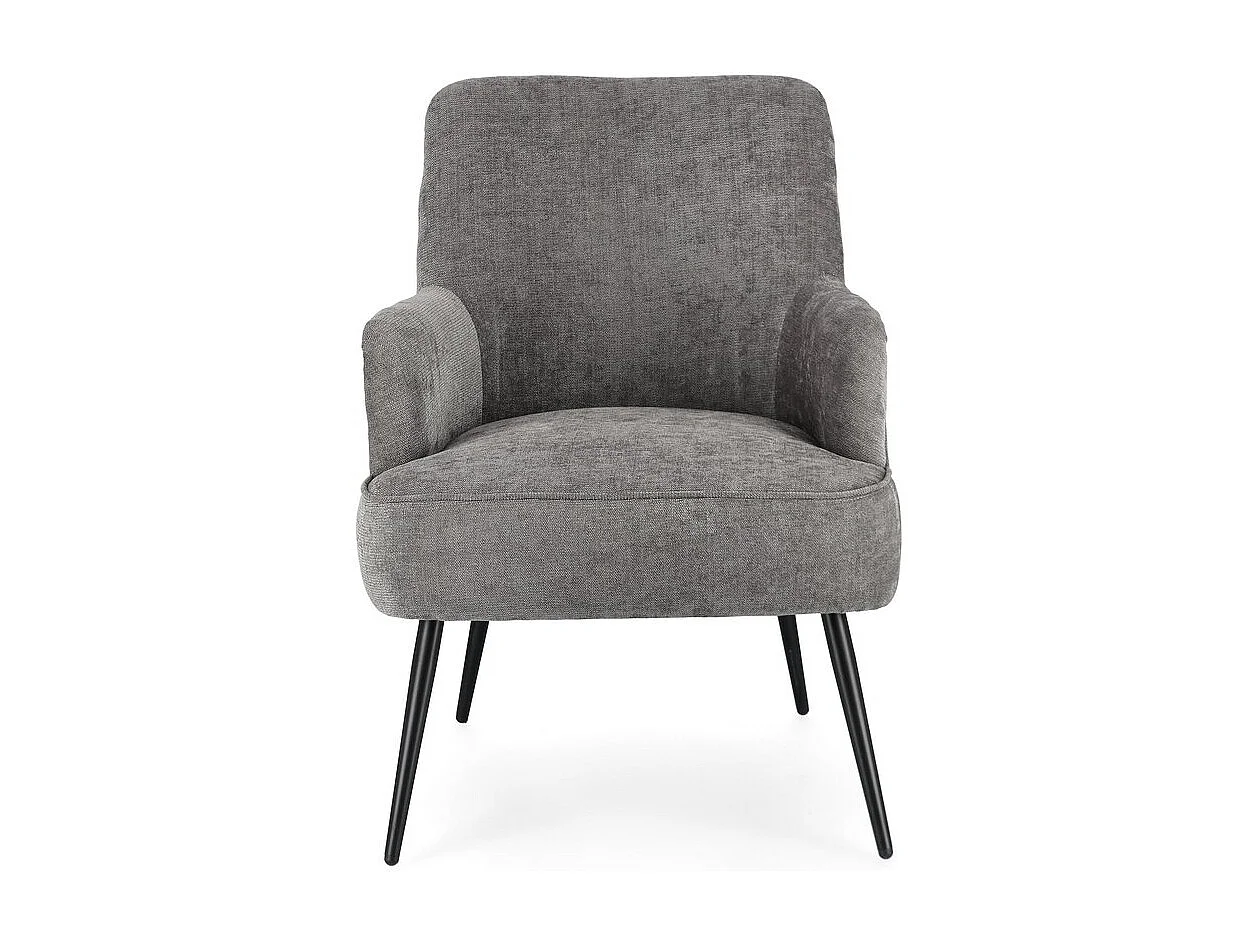 Sessel aus dunkelgrauem Stoff und schwarz lackierten Stahlbeinen - ERNESTINE