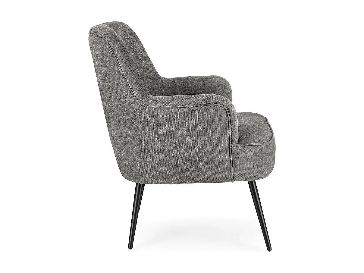 Sessel aus dunkelgrauem Stoff und schwarz lackierten Stahlbeinen - ERNESTINE