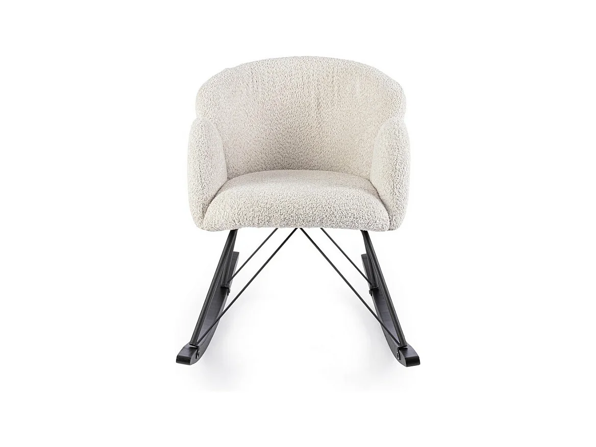 Sessel aus natürlichem Bouclé-Stoff und Gummibaumgestell - SIBILLA