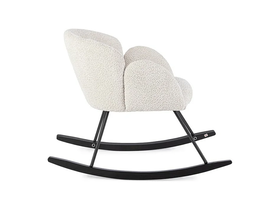 Sessel aus natürlichem Bouclé-Stoff und Gummibaumgestell - SIBILLA