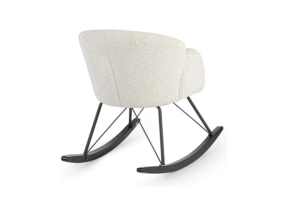 Sessel aus natürlichem Bouclé-Stoff und Gummibaumgestell - SIBILLA