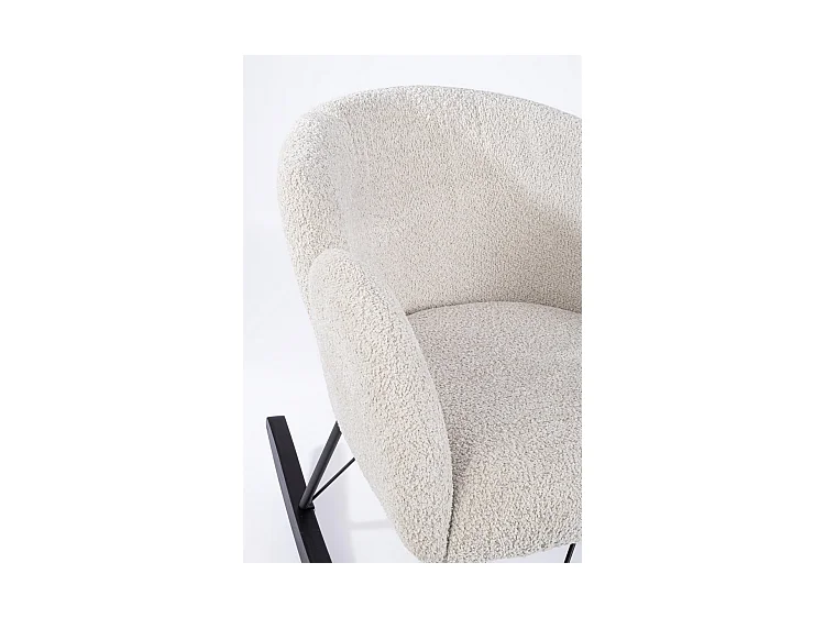 Sessel aus natürlichem Bouclé-Stoff und Gummibaumgestell - SIBILLA