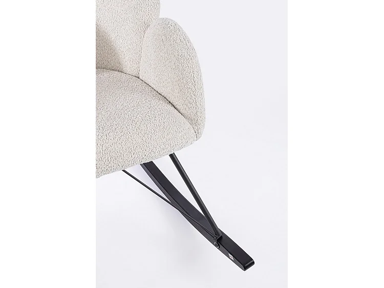 Sessel aus natürlichem Bouclé-Stoff und Gummibaumgestell - SIBILLA