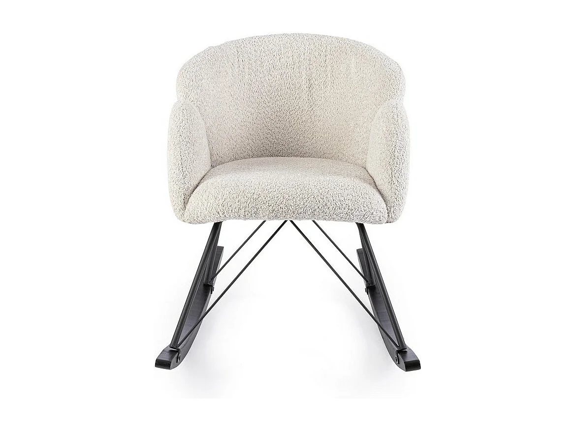 Sessel aus natürlichem Bouclé-Stoff und Gummibaumgestell - SIBILLA