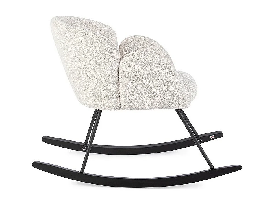 Sessel aus natürlichem Bouclé-Stoff und Gummibaumgestell - SIBILLA