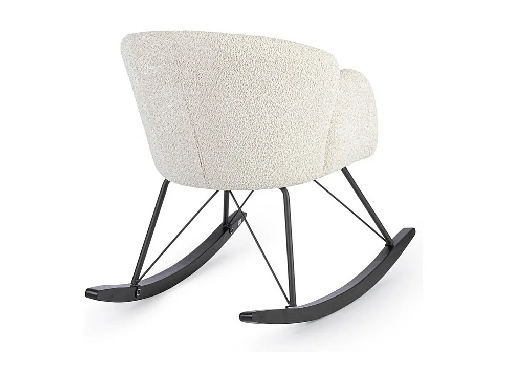 Sessel aus natürlichem Bouclé-Stoff und Gummibaumgestell - SIBILLA