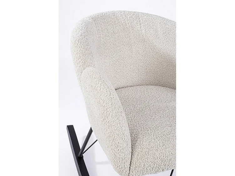 Sessel aus natürlichem Bouclé-Stoff und Gummibaumgestell - SIBILLA