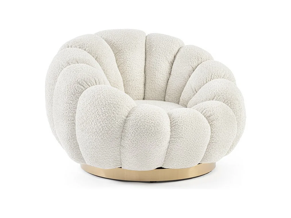 Fauteuil pivotant en tissu bouclé naturel - FLOREL