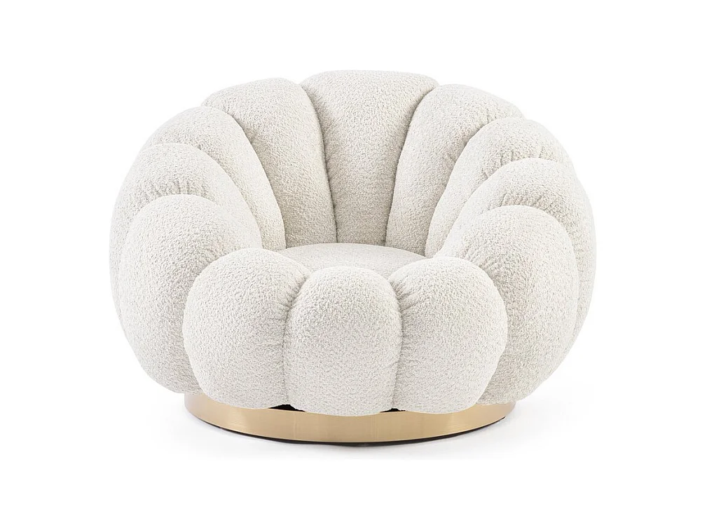 Sillón giratorio en tejido natural efecto bouclé - FLOREL