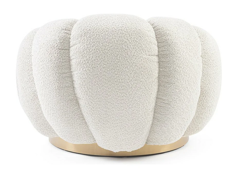 Sillón giratorio en tejido natural efecto bouclé - FLOREL