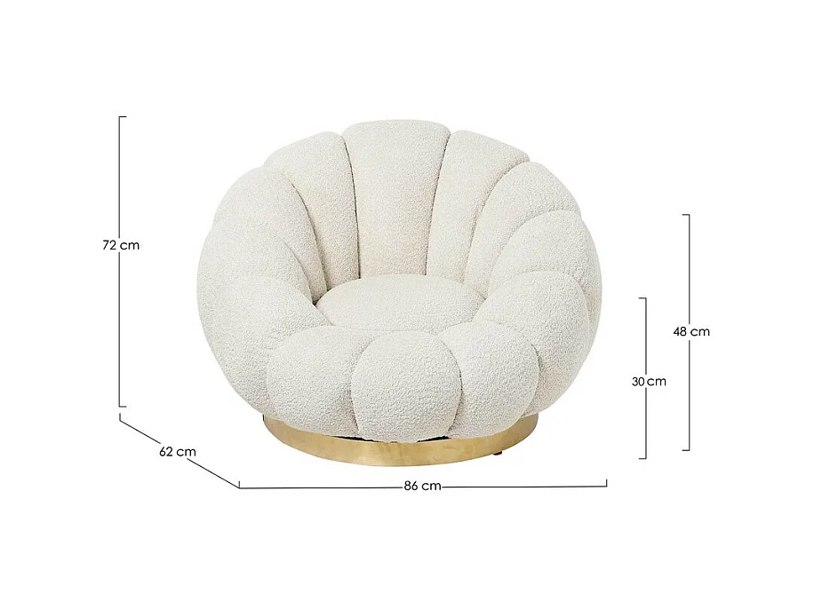 Sillón giratorio en tejido natural efecto bouclé - FLOREL