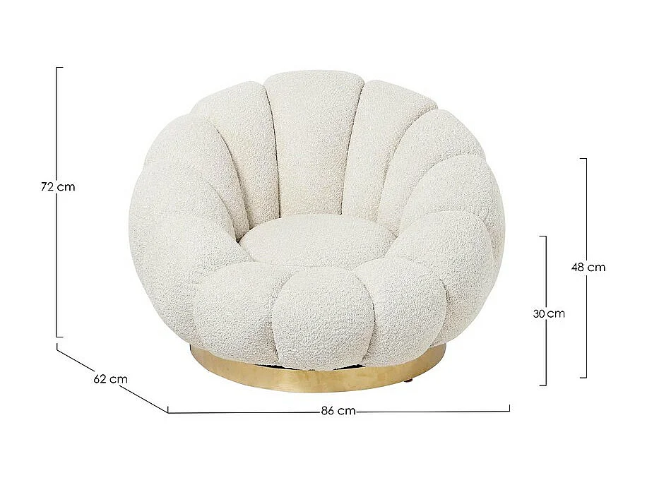 Poltrona girevole in tessuto effetto bouclé naturale - FLOREL