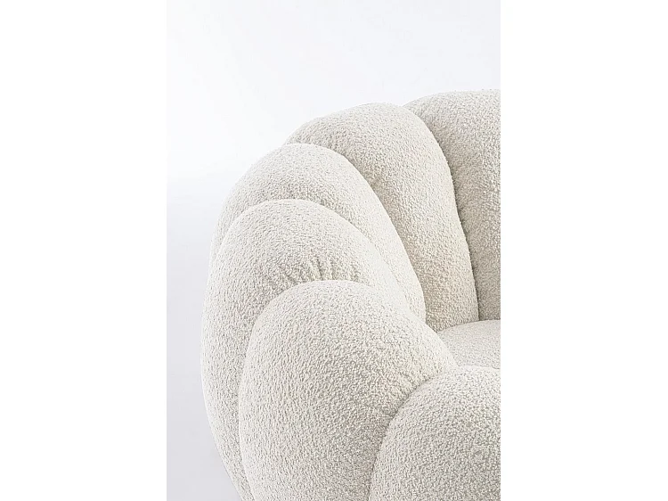 Poltrona girevole in tessuto effetto bouclé naturale - FLOREL