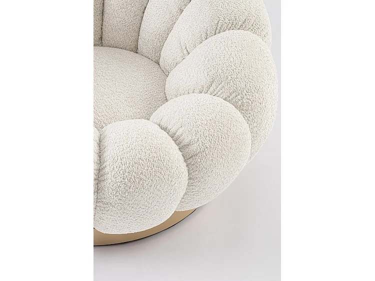 Poltrona girevole in tessuto effetto bouclé naturale - FLOREL