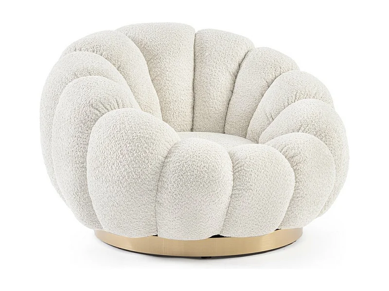 Fauteuil pivotant en tissu bouclé naturel - FLOREL