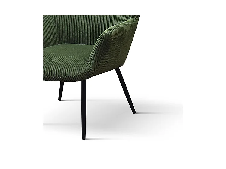 Sillón de tela efecto terciopelo verde con patas de metal antracita - MEGEVE