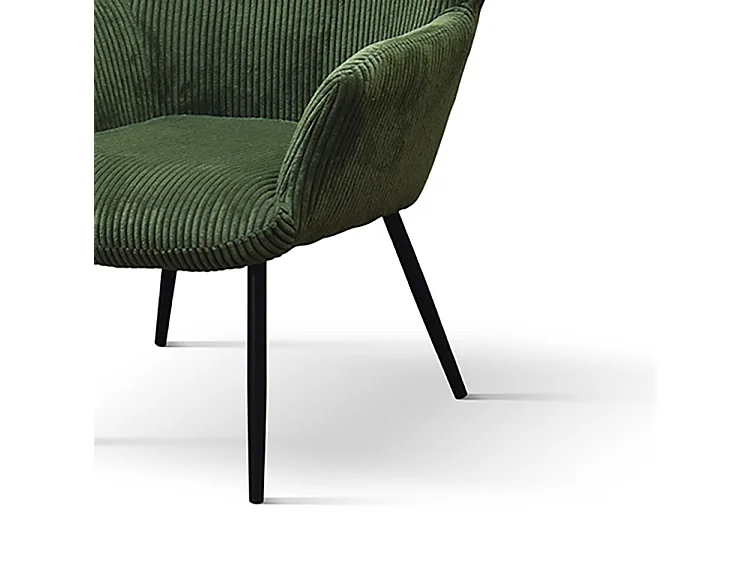 Poltrona in tessuto effetto velluto verde e gambe in metallo antracite - MEGEVE