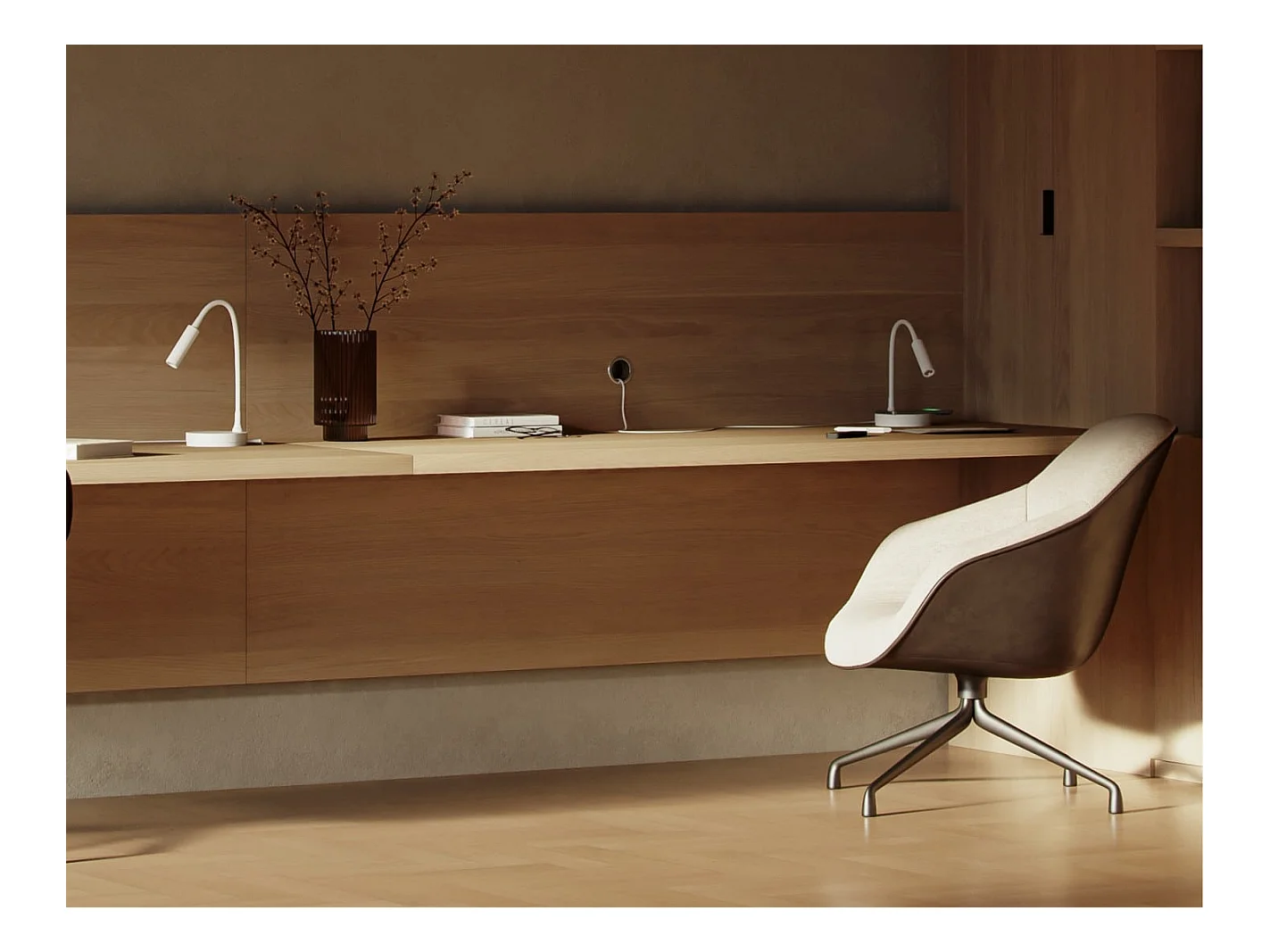 Lampe LED Stem Beneito Faure 5W, lumière chaude, tête orientable, sans fil, idéale bureau, lecture ou chevet blanc