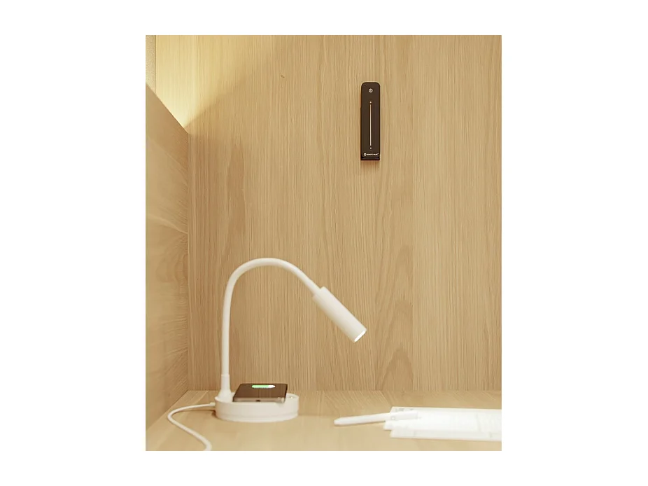 Lampe LED Stem Beneito Faure 5W, lumière chaude, tête orientable, sans fil, idéale bureau, lecture ou chevet blanc