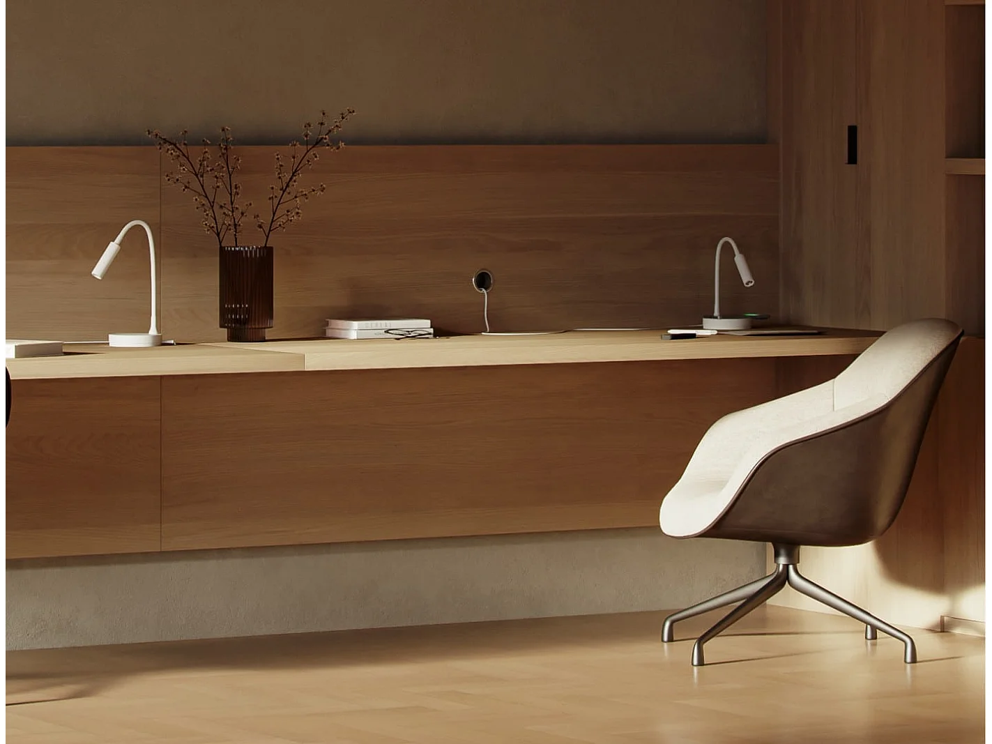 Lampe LED Stem Beneito Faure 5W, lumière chaude, tête orientable, sans fil, idéale bureau, lecture ou chevet blanc