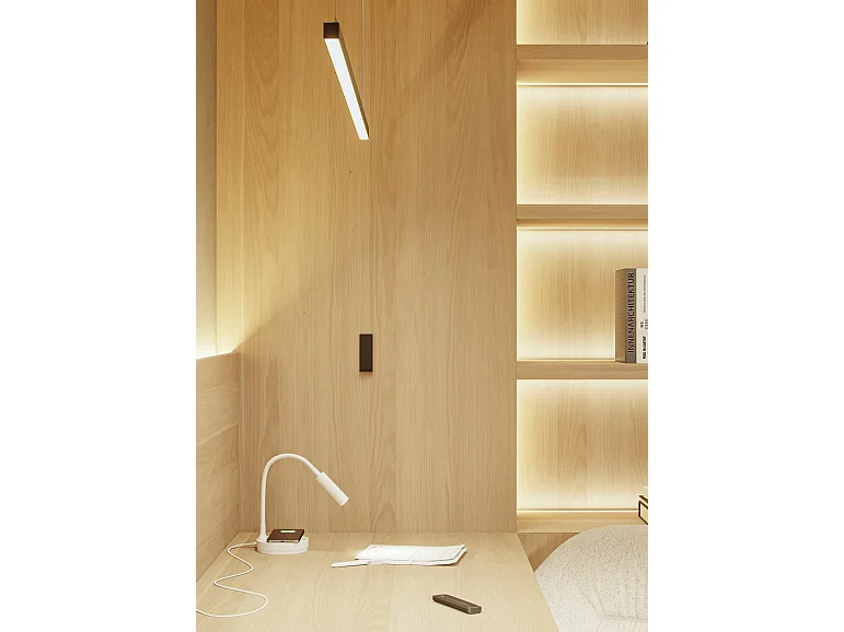 Lampe LED Stem Beneito Faure 5W, lumière chaude, tête orientable, sans fil, idéale bureau, lecture ou chevet blanc