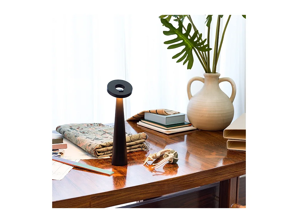 Candeeiro de mesa recarregável Zafferano Angelina – Sem fios, cabeça ajustável, controlo táctil, design moderno para interiores – cor preta