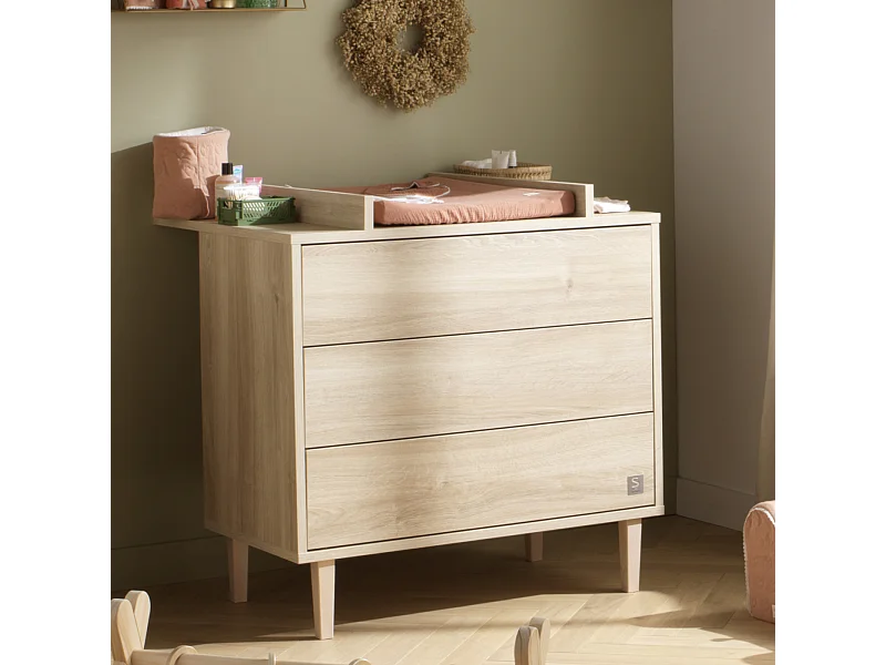 Commode 3 tiroirs pieds bois PALOMA - Sauthon