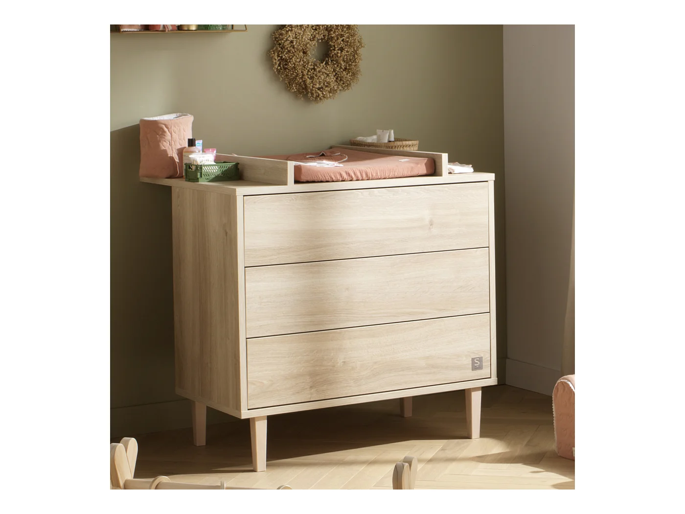 Commode 3 tiroirs pieds bois PALOMA - Sauthon