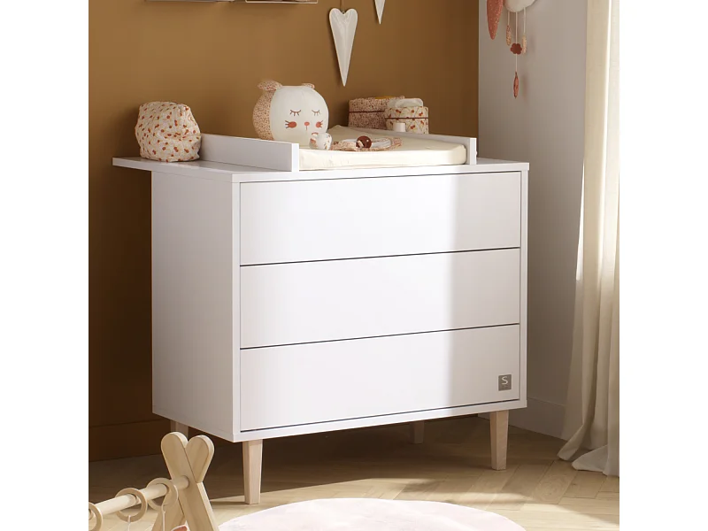 Cassettiera 3 cassetti con gambe in legno