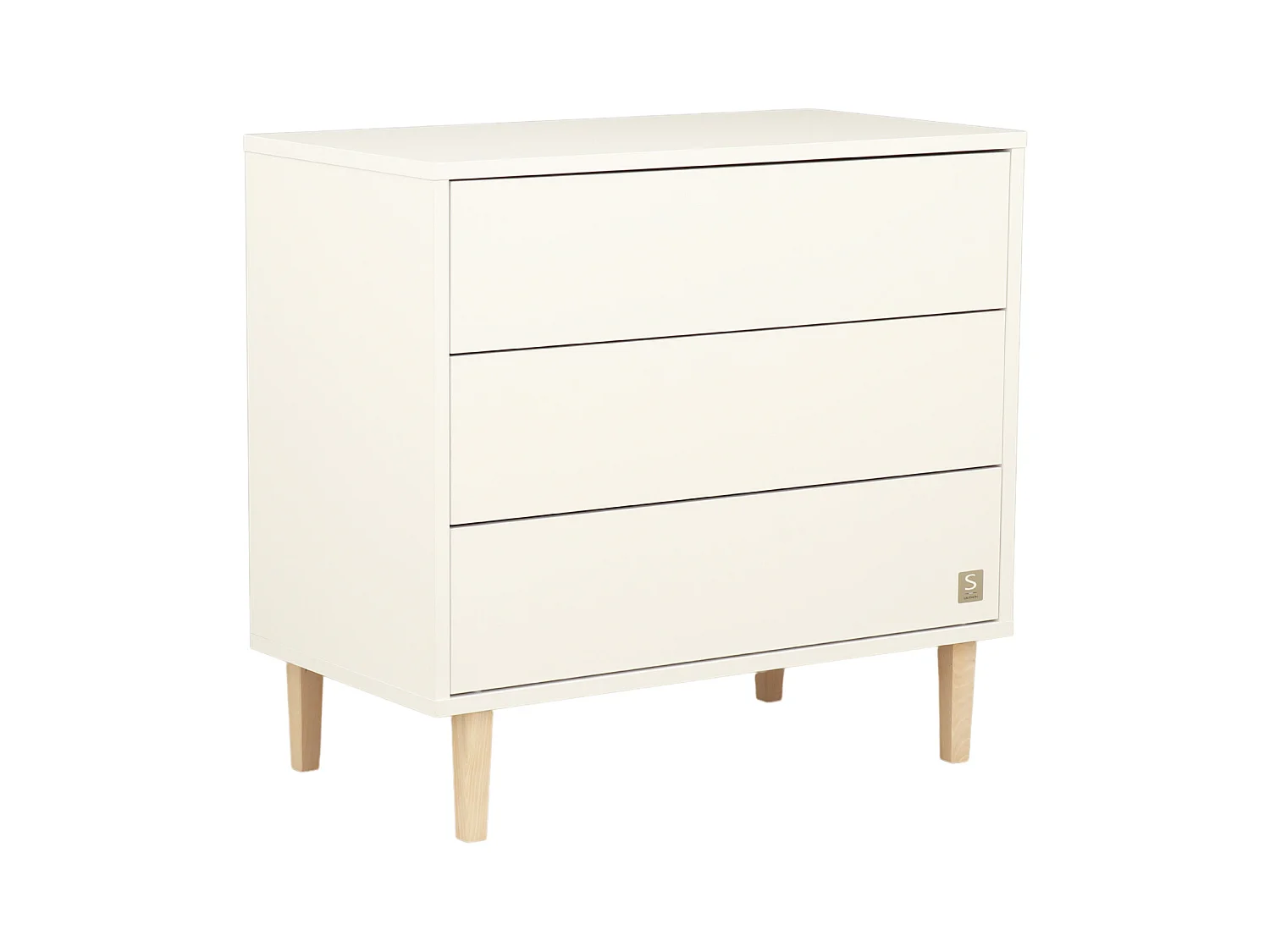 Cassettiera 3 cassetti con gambe in legno