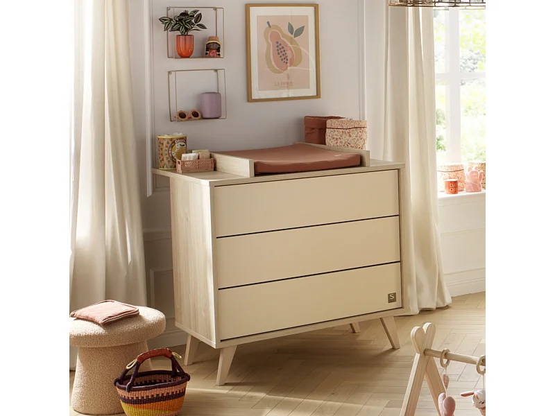 Commode 3 tiroirs sur pieds bois obliques MELINEE - Sauthon