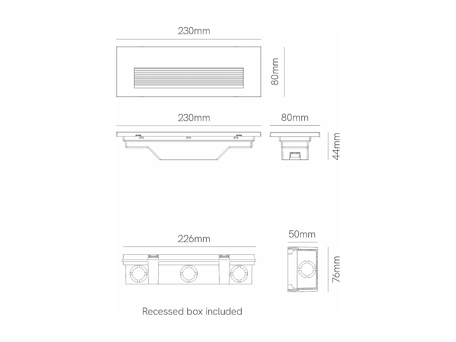 Spot LED mural encastrable Beneito Faure Tween 5W CCT, balisage intérieur/extérieur, style moderne noir